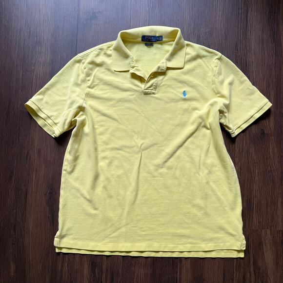 Polo Ralph Lauren Yellow Polo Shirt – Classic Fit Short Sleeve Blue Pony Logo - Picture 1 of 4